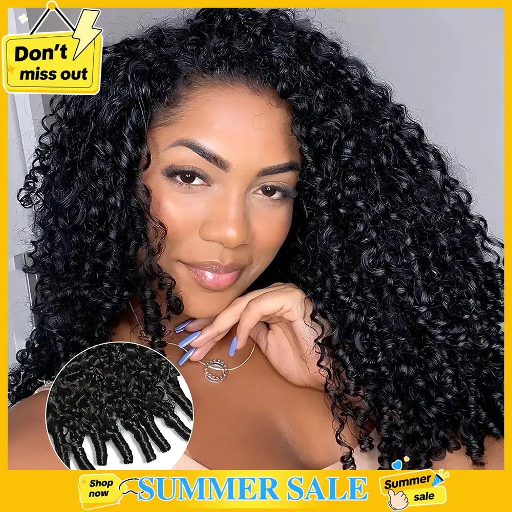 Tahikie Burmese Curly Half Wig Human Hair Cheap Wig Flip Over Wand Curly Wigs Beginner Friendly Comfortable Fit Vacation Hair Glueless Kinky Curly  Human Hair Drawstring Headband Wig For Women Summer Wigs #SummerWins #DealsForYouDays #tiktokshopsummersale