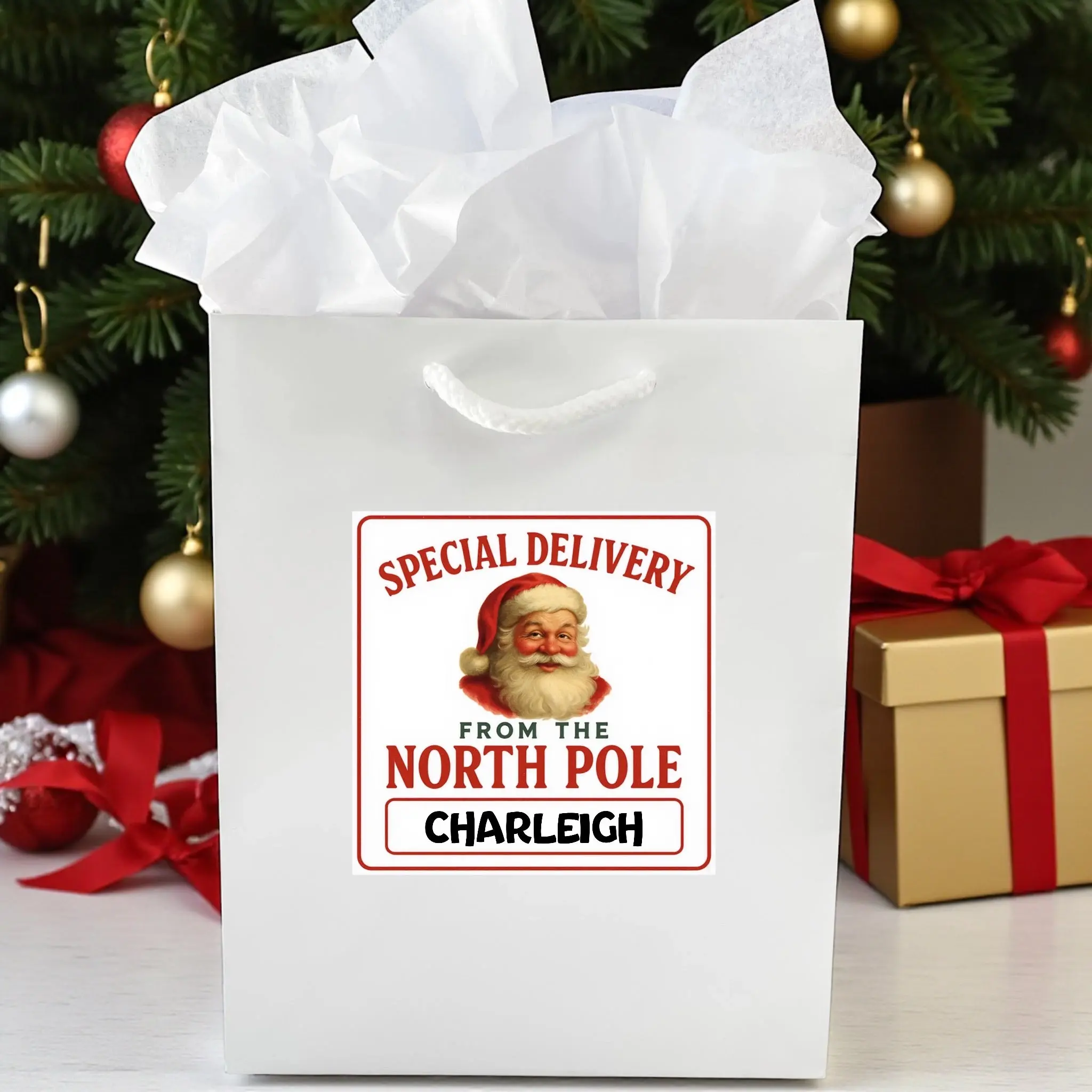 Personalized Santa Gift Tags – Custom North Pole Express Labels, Christmas Stickers, Santa’s Workshop & Holiday Name Tags