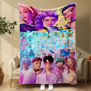 K-Pop Demon Hunters Blanket, Soft Warm Plush Throw for Anime Fans, Cozy Resting Cover-Up, Ideal for Cold Weather Comfort