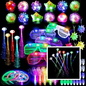 78-Piece Set of Concert Bonfire Party Night Run Atmosphere Cheering Props Glowing Square Cold Light Flashing Glasses LED Hats Masks Multiple Designs Multiple Colors Gifts