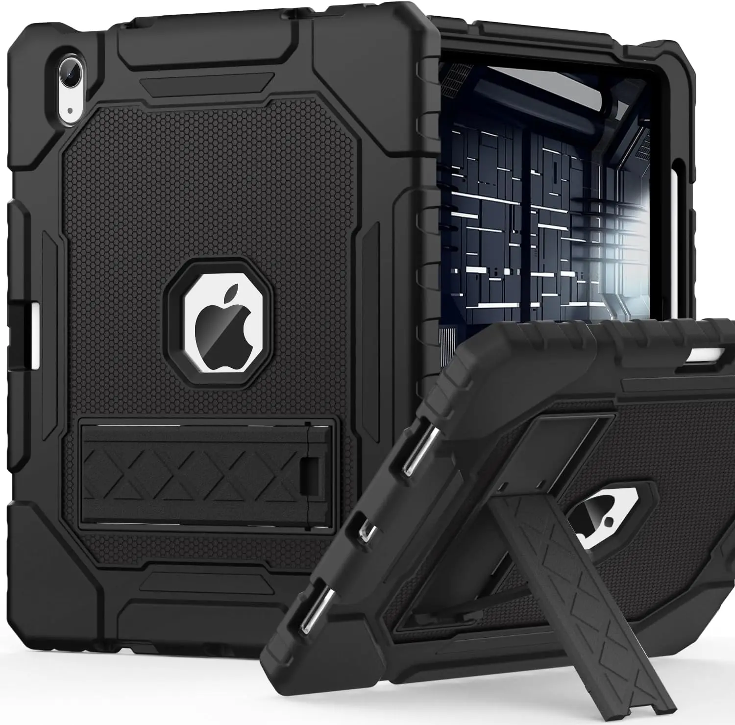 Heavy Duty Military Grade Shockproof Rugged iPad Case with Pencil Holder, Stand for iPad 10th Gen (10.9in, 2022/A16), 11th Gen (11in, 2025) - iPad Accessories with Landscape Support, Easy Installation Casing