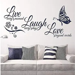 Live Love Laugh Set 3 Wall Sticker Motivational Wall Decals,Family Inspirational Wall Stickers Quotes(18x39, Black)