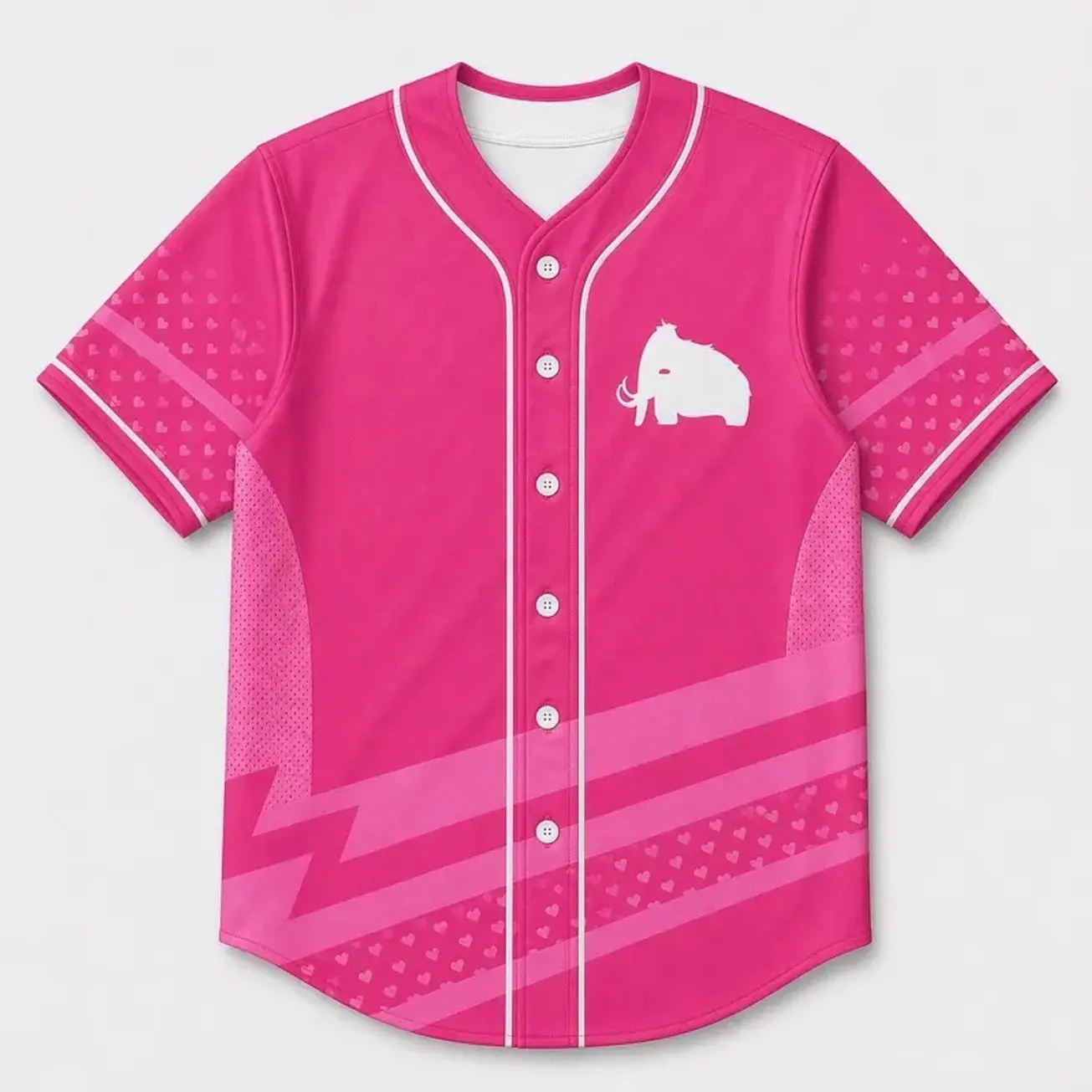 Wooli Kawaii Pink Mammoth Rave Baseball Jersey, EDM Festival Shirt, Bass Music Fan Apparel MF