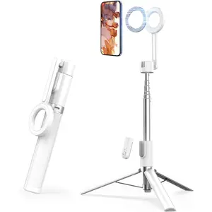 SEAJIC  Phone Tripod for  54" Selfie Stick Tripod with Remote and Metal Ring, Phone for Video Recording, Cell Phone Mount Stand for Cellphone (White)