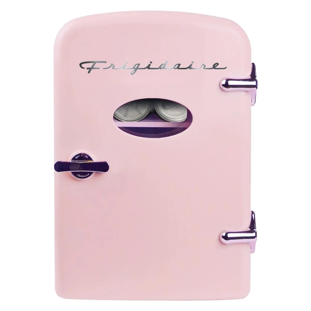 Frigidaire EFMIS129-Pink Portable Mini Beverage Cooler, Retro-Inspired 6-Can Fridge with Room for Snacks & Beverages, Vibration-Safe for Home, Apartment Decor, Portable Fridge, 6 Cans, Beverage Refrigerator Cooler