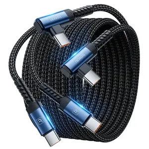 Toocki PD 60W Elbow USB2.0 C To Type C Cable E-Marker USBC Fast Charging Mobile Phone Cord For Laptop Xiaomi Black Shark Cell phone Blue Wire Diamond