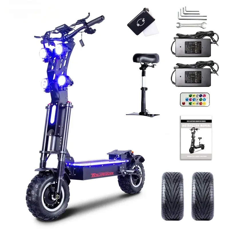 Tourson X14 2026 New Release Folding Motorized Off-Road Electric Scooter, 14" Tires, 72V-40AH Battery, 10000W Dual Motors, 110KM/H Speed, LED Lights, 10000W Power, Off-Roading High-Power Commuter Scooter
