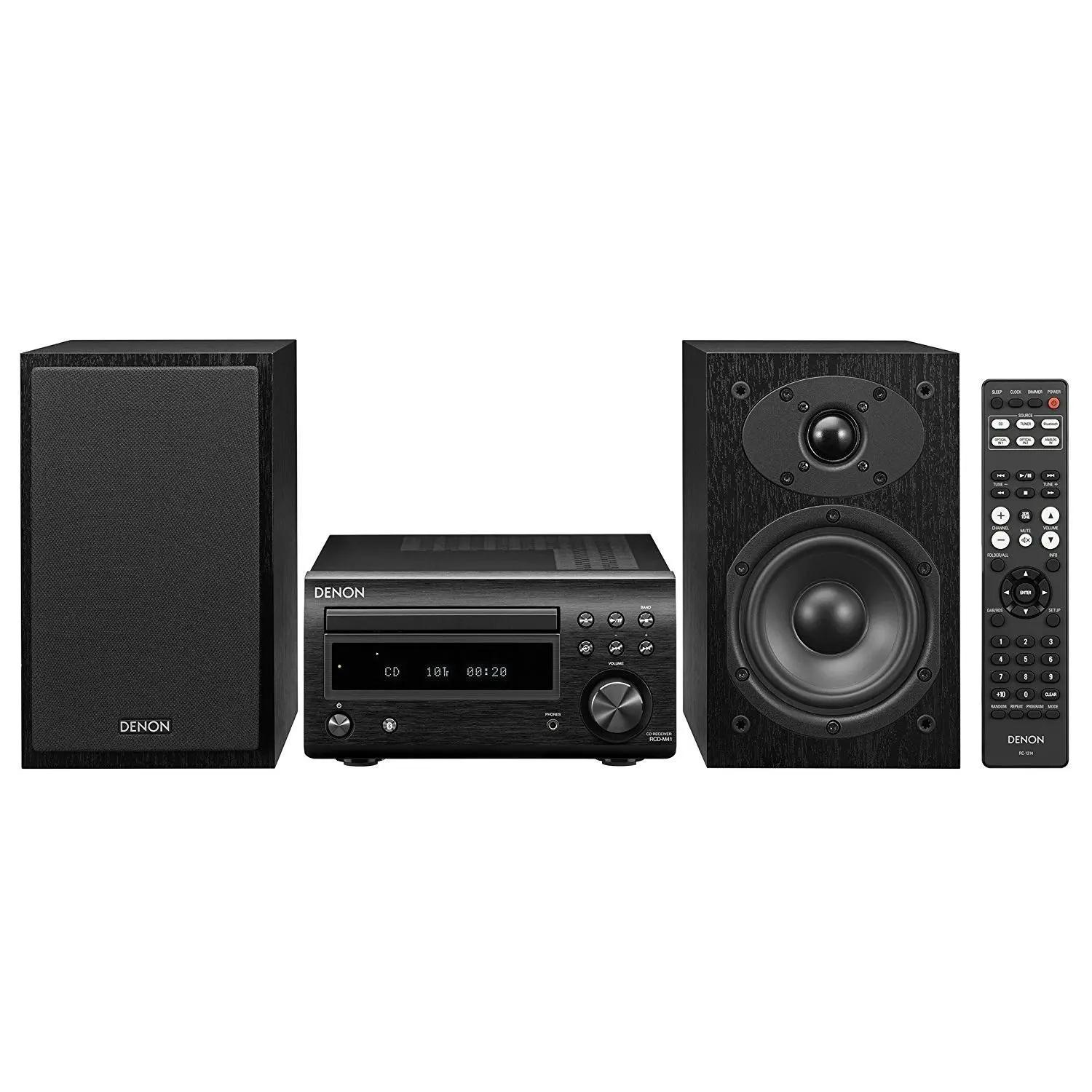 Denon D-M41 Home Theater Mini Amplifier and Bookshelf Speaker Pair - Compact HiFi CD Stereo System with Speakers, FM/AM Tuner, Wireless Bluetooth Amplifier | Perfect for Small Rooms and Home Cinema