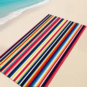 Rainbow Striped Beach Towel, High Saturation Dopamine Color, Summer Beach Essential, Reusable Bath Towel, Perfect for Outdoor Use, Quick Drying Towel