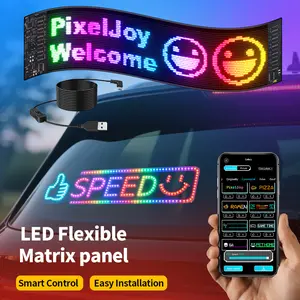 DAYBETTER Flexible LED Car Sign USB 5V Bluetooth Matrix Panel DIY Programmable Scrolling Light for Car Party Wedding Festival Smart APP Control Customized Function Brilliant Colorful Lighting,light summerwins