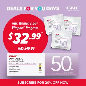GNC Women’s 50+ Vitapak, 5-in-1 Multivitamin Pack, Healthy Hormones, Brain Health, Metabolism, Bone Strength, Dietary Supplement, 30 Servings