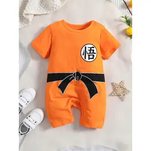 Baby Boy Romper - Soft and Breathable, Easy to Change Diapers, Summer Newborn Clothing, Cartoon Pattern Crawling Suit, Convenient Baby Care Clothes, Durable Snap Design, Outdoor Photography Set, Parent-Child Style