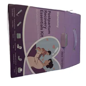 Glamommy Postpartum Recovery Essentials Kit for Women - Labor & Delivery Postpartum Care with Peri Bottle, Cooling Spray, Disposable Underwears, Pads, Hot&Cold Packs, Soothing Liners