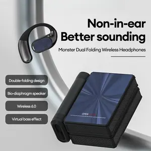Open-Ear Mic Headset, Dual-Fold Design, Mic Noise Cancellation Headphones, 100H Long Battery Life Bluetooth 6.0 Wireless Earbuds, Touch Control,Sweatproof, for Running, Workout, Driving, Back to Schoolâ Gifts for Men & Women AC530 For Monster t