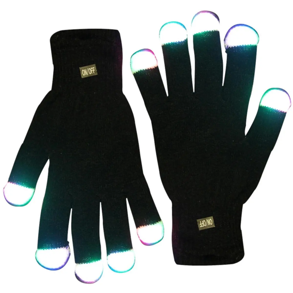 212 MAIN LED Gloves - Button-Controlled, Multi-Color, Green Flash, Intense Illumination, Light Show Feature, Seamless Knit, 1 Size, Fragile Design, Batteries Included (Festive & Party Supplies), One Size