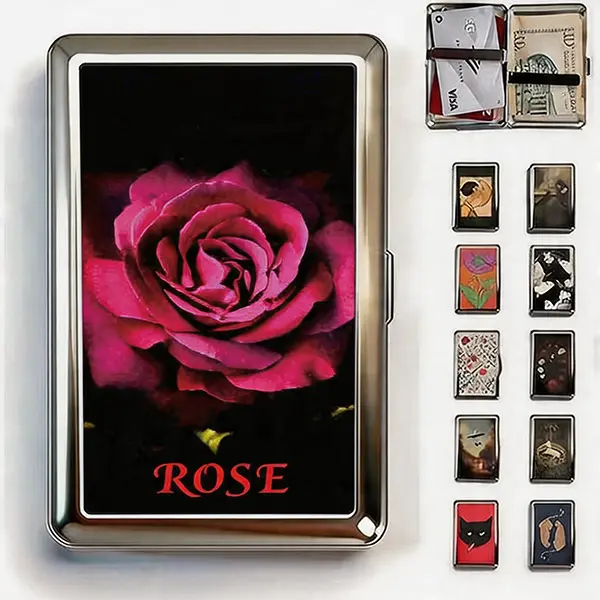 Vintage Wallet Metal Case , Multi-Functional Metal Tin Box,Versatile Trinket Business Card ID Holder
