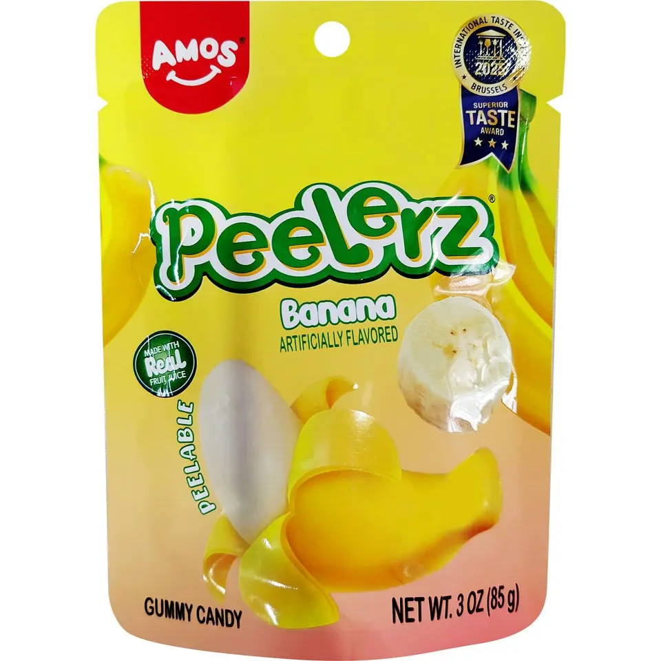 Amos Peelerz Peelable Banana-Flavored Gelatin-Base Gummies, 2.47 oz Candy