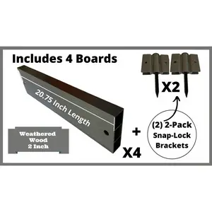 Weathered Wood 2' Snap-Lock Ready 2" Profile Composite Straight Boards w/ Bracket Packs (4 Board Pack)