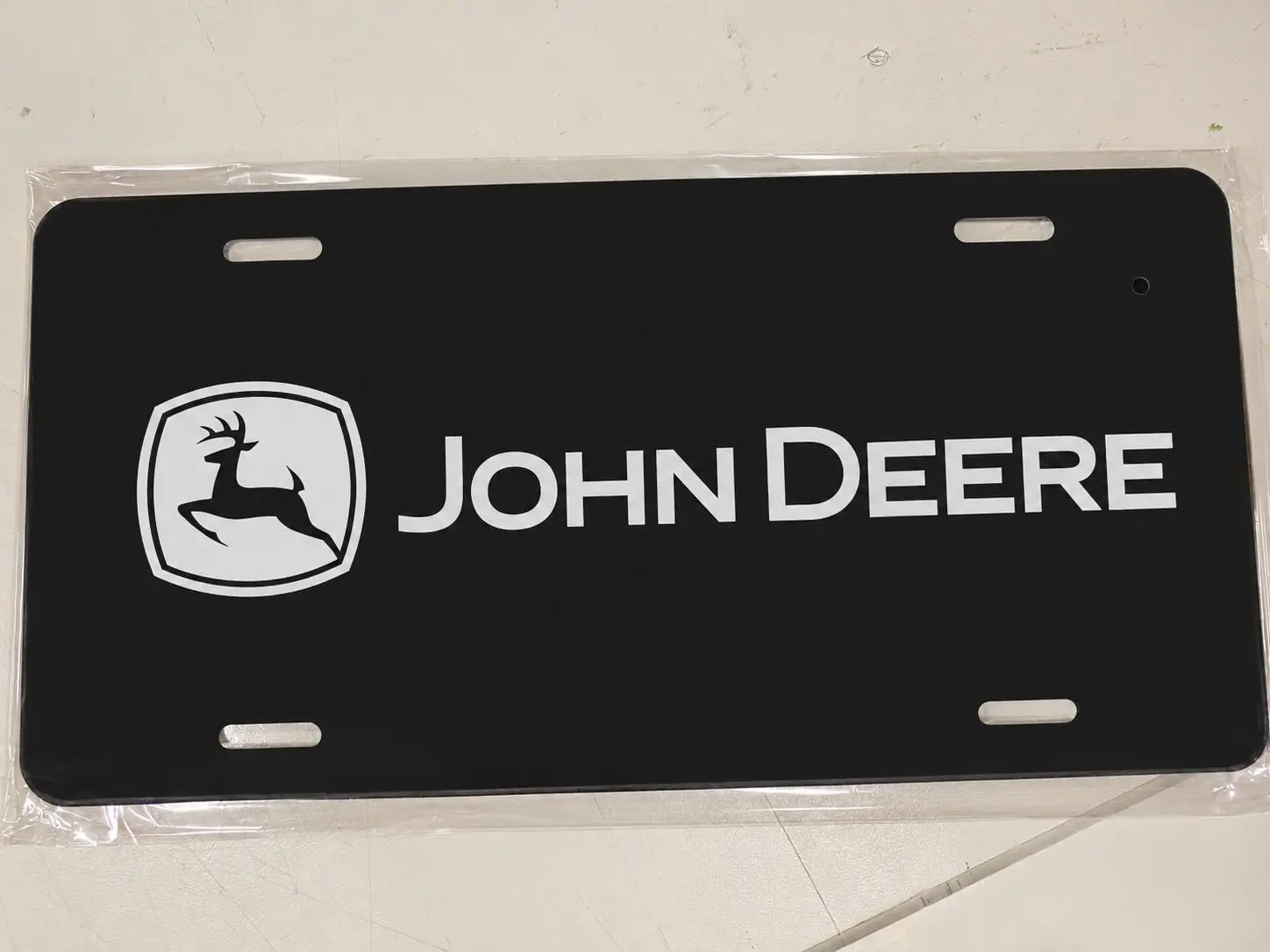 Black tractor License plate JOHN DEERE tag farm car truck