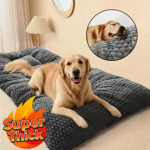 [Newly Upgraded Plush Pet Bed] Extra Large Plush Dog and Cat Mattress with Super Thick Soft Texture | Thickened Ultra-Soft Polyester Fiber with Headrest and Raised Edges | Rectangular Design Suitable for Small, Medium and Large Pets