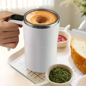 Intelligent Temperature Display Self Stirring Mug Magnetic Automatic Mixing Electric Cup Portable Milkshake and Protein Shaker for Hot Beverages On The Go