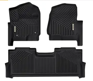 YITAMOTOR Floor Mats Fits for Ford F250/F350/F450 2017-2024 Super Duty Crew Cab w/Under Seat Storage, TPE All Weather Custom Fit F-250/F-350 Car Accessories 1st&2nd Bucket Seats Durable Easy Cleaning Protector Truck Accessories Car Items