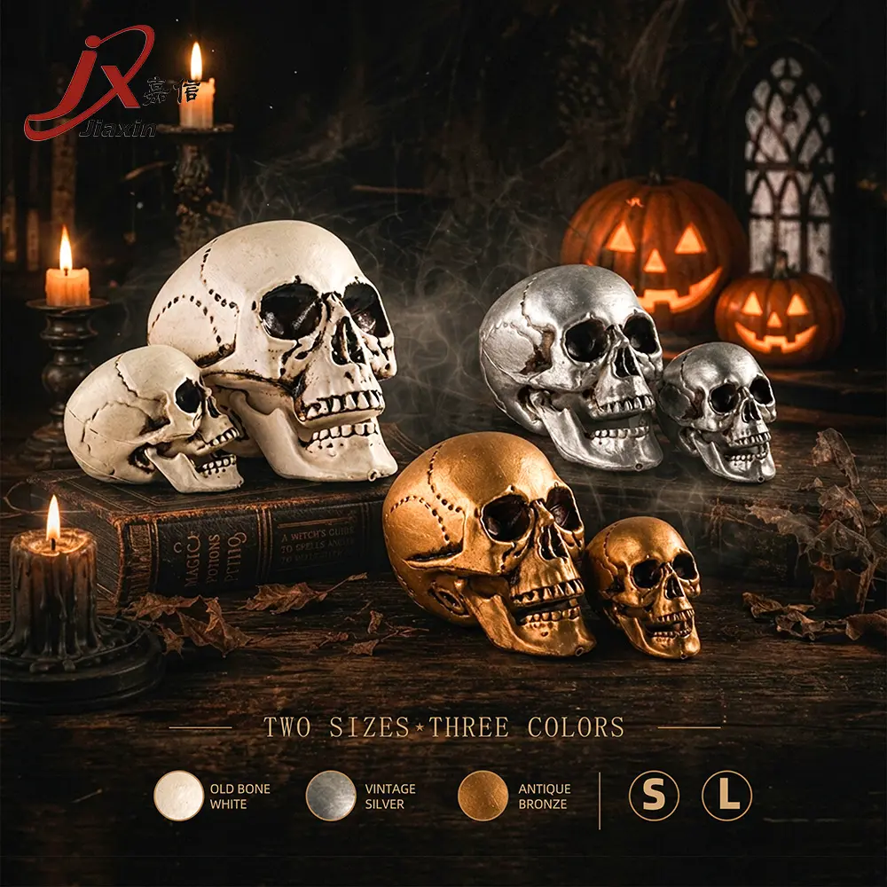 Halloween Skull Decorations High-Quality Plastic Skull Model Pendant Statue Sculpture Horror Props Halloween Party Decorations
