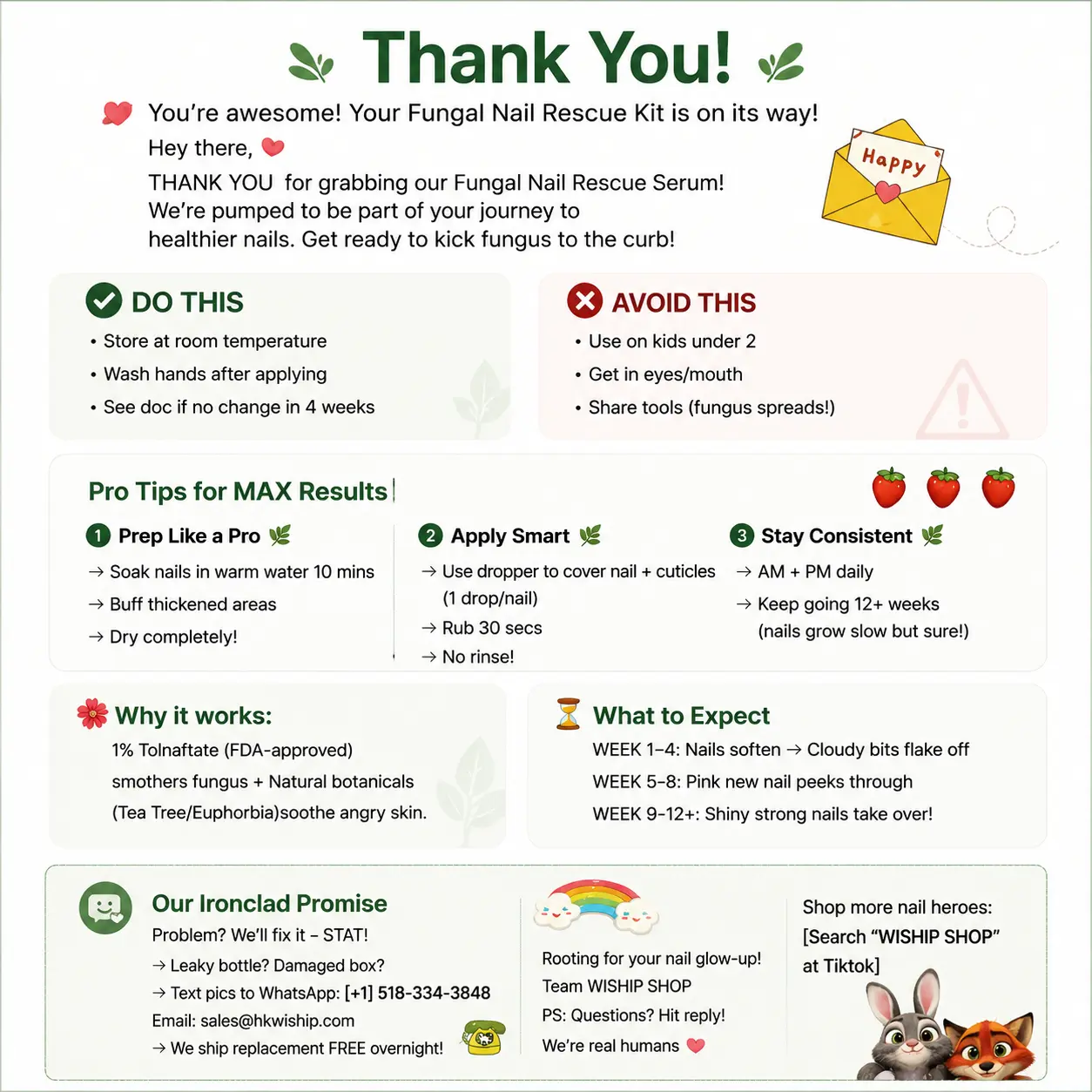2-Nail Care Product Thank You Card, Beauty Care Package Insert Card, Customer Review Reminder Card