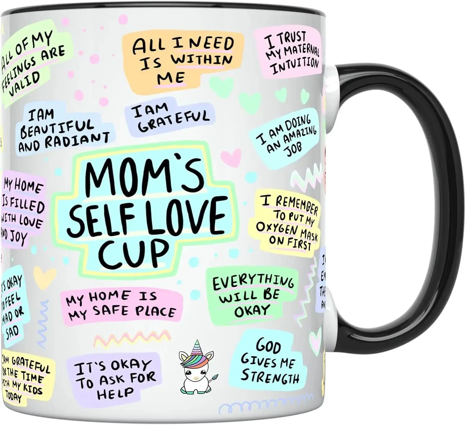 11 oz Classic Ceramic Coffee Cup - Mom's Self Love Positive Affirmations Drinkware, Motivational "You Are Enough" Mug, Heartwarming Mother’s Day Gift, dealsforyou, summerwins, midyearsale, restock