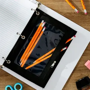 Pen + Gear Black Solid Polyester Zipper Binder Pouch