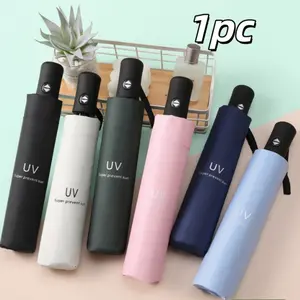 Fully Automatic UV Protection Rain & Sun Umbrella, One-Click Open-Close Glue Shade, Unisex Portable Folding Umbrella