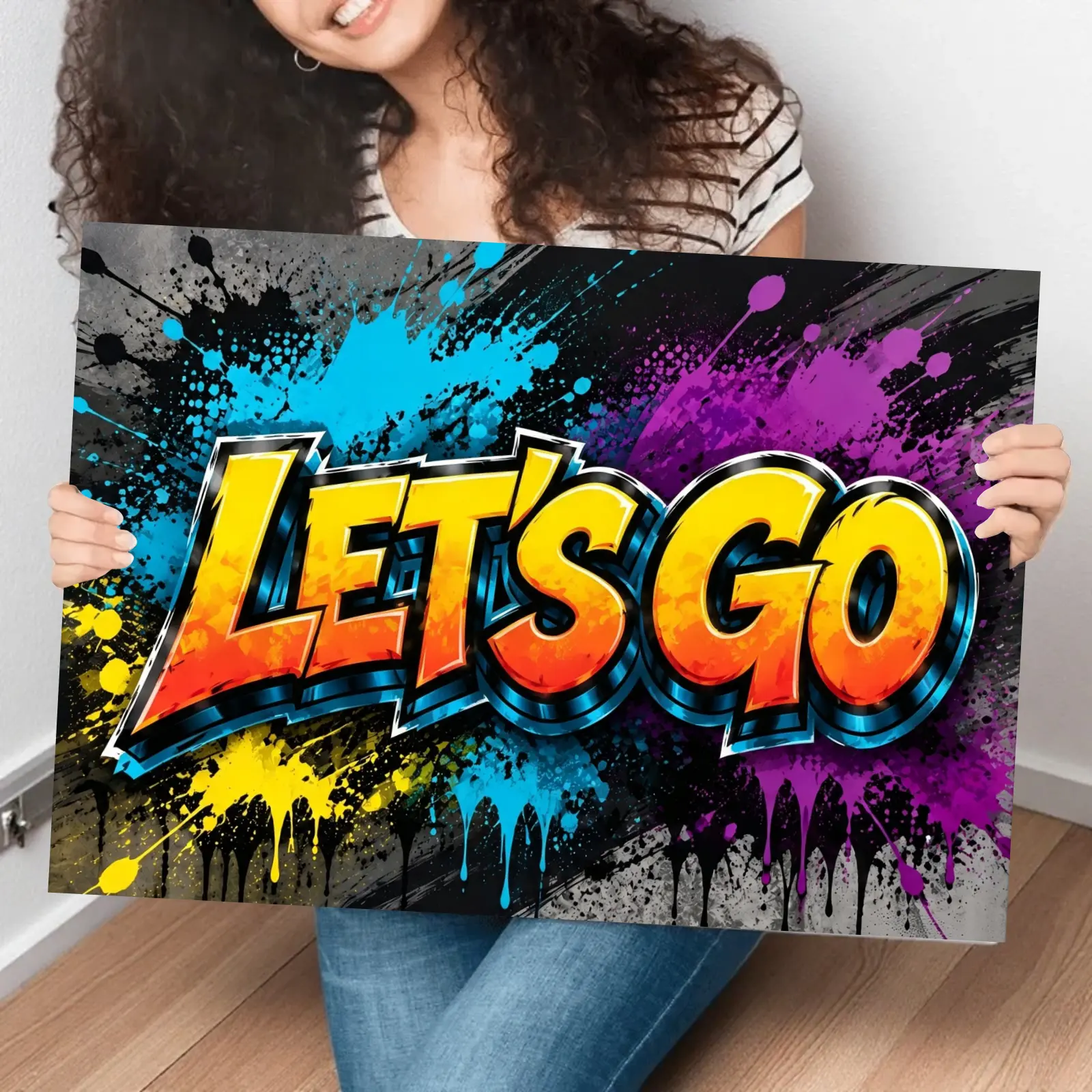 Customized 2D Graphic Design Artistic Graffiti Framed Print - Hang-Ready Photo Print with Names/Inspiring Words, Ideal for Birthday, Wedding Gifts & Home Decor