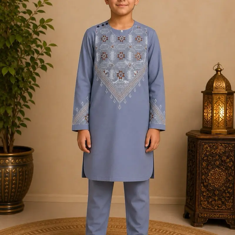 Boys Black Embroidered Kurta Shalwar | Afghan Pakistani and Indian Outfit