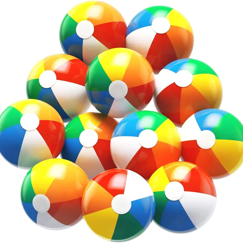 Beach Ball 12 Pack - 12'' Inflatable Beach Balls for Kids Bulk, Swimming Pool Toys Beach Toys for Summer Water Games, Hawaiian Tropical Theme Party Decorations Favors Supplies