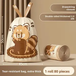 Cute Cartoon Drawstring Trash Bags - Fun Character Pattern Heavy Duty Garbage Sacks Easy-Tear & No-Mess Auto-Seal for Kitchen