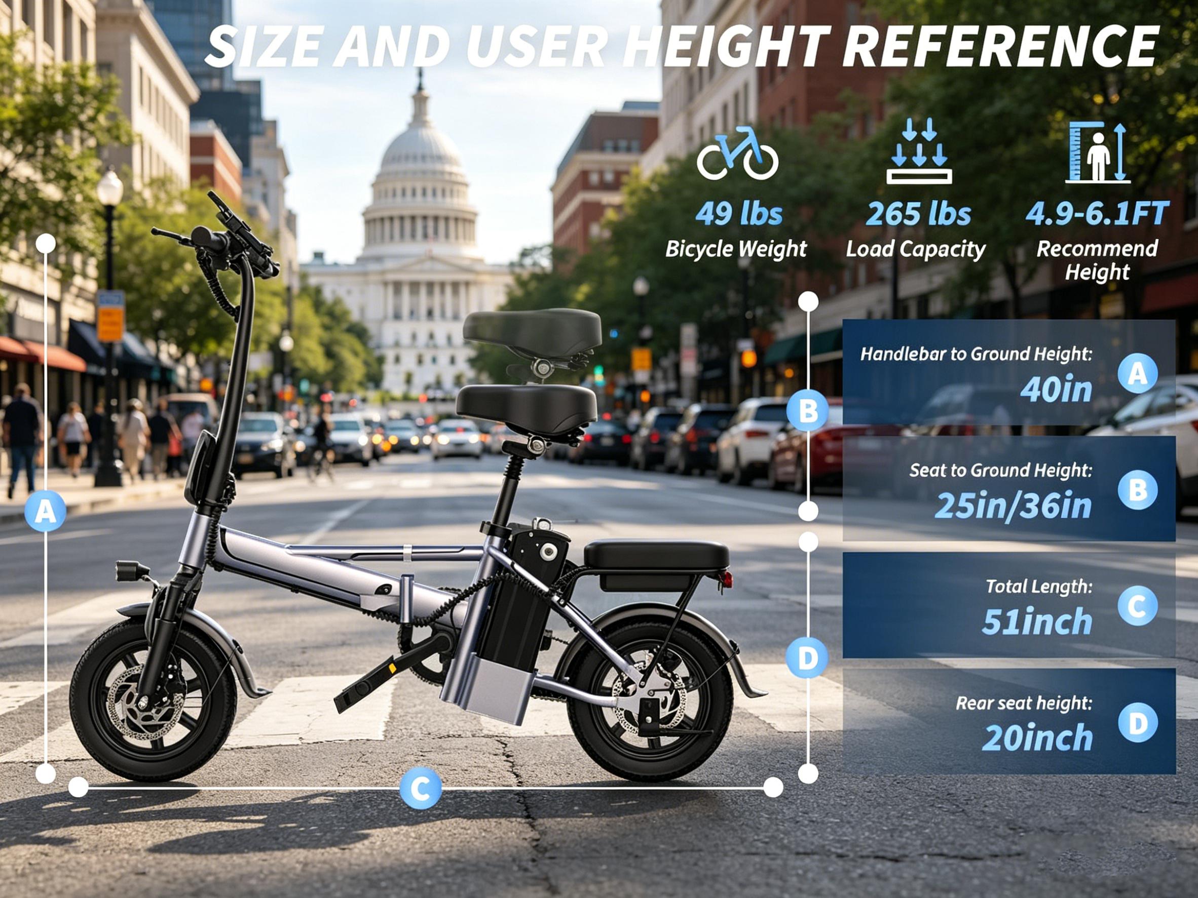 US 14" Foldable Electric Bike for Adults | 750W Peak Motor, 22 MPH Speed | 48V 10.4Ah/15.6Ah Battery, Electric Scooter| with Dual-Seat and Multi-Shock Absorption & Smart APP | With Phone Holder | UL2849 Certified Motor | Nice for Gift & Daily Commutes