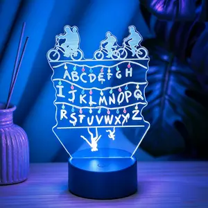 Stranger Things 3D Optical Illusion Lamp - USB Rechargeable, 3D Effect, Aesthetic Room Decor, Ambient Glow, Decorative Light for Home Bedroom & Game Room, Valentines Gift for Bf, Easter Gift for Kids,summervibes