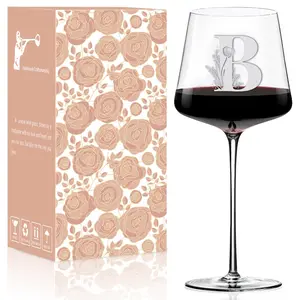 Physkoa Personalized Wine Glass- Gifts for Women Customized Wine Glass with Initial-Monogrammed A-Z Custom Gift for Birthday Christmas Drinkware
