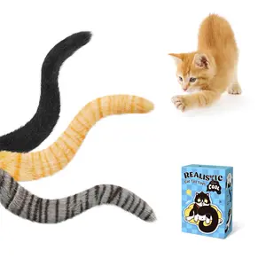 Potaroma Lifelike Tail Simulation Cat Toys, 3 Pack Fluffy Durable, Crinkle Sound with Catnip Inside, Interactive Indoor Kitten Kicker for Kitty Exercise 9.8 Inches