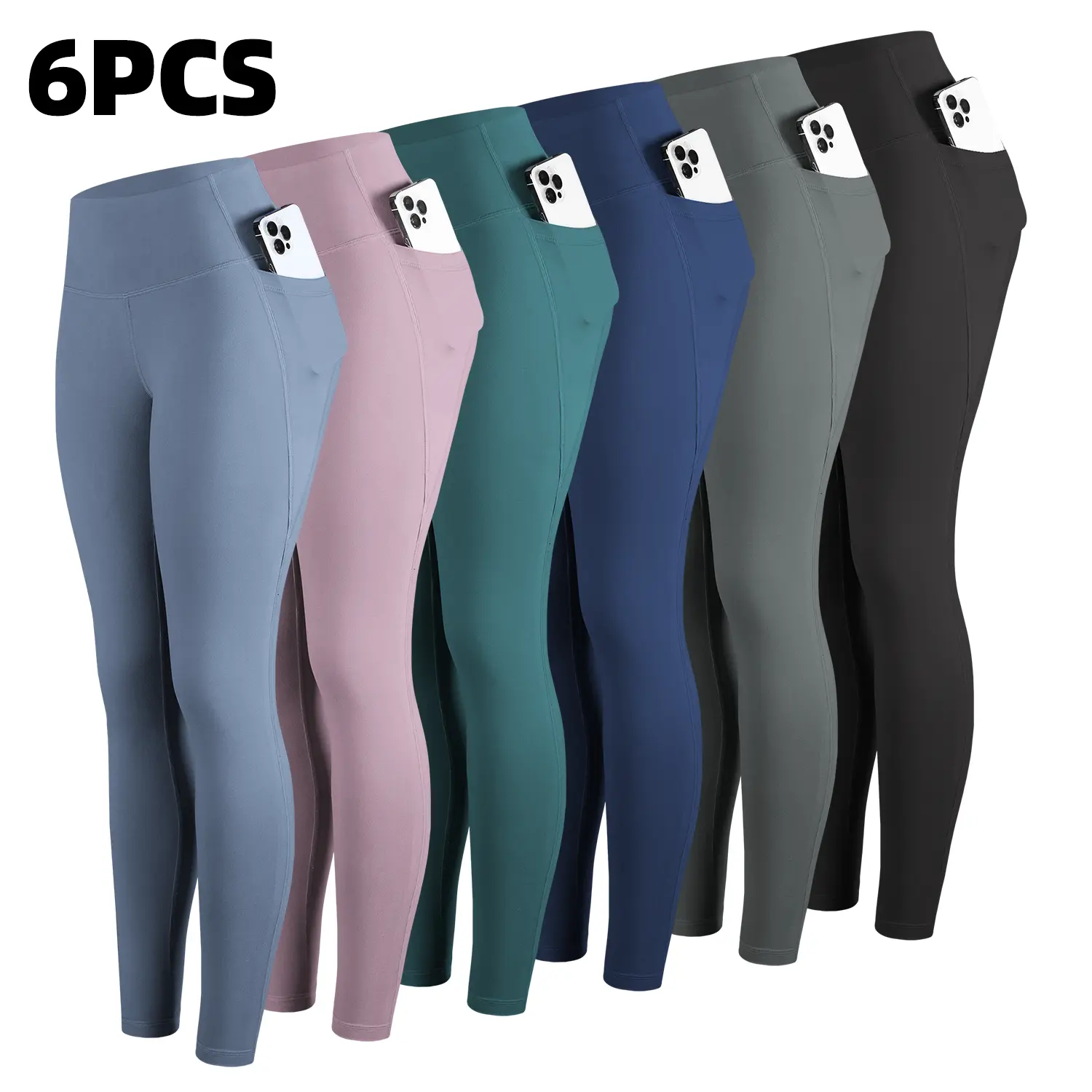 CHRLEISURE 3/5/6/7/8PCS High Waisted Pockets Leggings Soft Buttery Leggings  Workout Yoga Pants Workout Set For Women runner gym