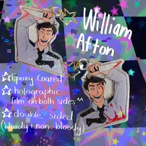 William Afton Acrylic Keychain | Epoxy Coated with Holographic Stars