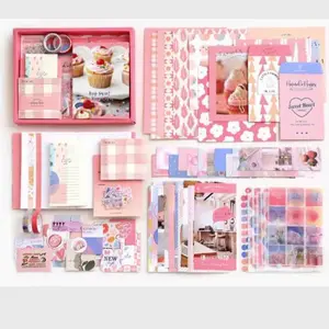 326-Piece Pink Sweet Kawaii Aesthetic Scrapbook Kit for Teen Girls - Journaling Supplies, Stationery, and Grid Notebook