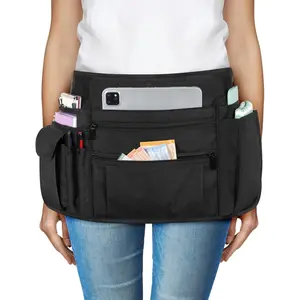 Waitress Server Apron with Multiple Pockets, Half Apron with Adjustable Belt for Waitress, Waiter, Women Men Server,  Apron for Restaurant, Bistro, Kitchen, Black