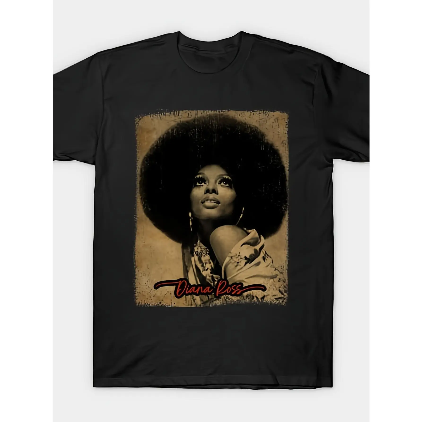 Retro Charm, Men'S Classic Diana Ross 80S Retro T-Shirt - Pure Cotton, Loose Fit, Round Neck, Short Sleeve With Vintage Anime Print, Machine Washable, Music Fan Apparel |   Classic Round Neck |   Smooth Texture Shirt T-Shirt For Men And Wome...