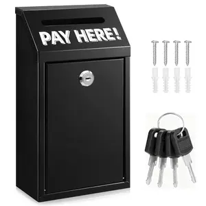 Cash Money Box with Slot and Lock – 10.2In Safe Money Box for Cash Deposit, Universal Metal Donation Box with Lock for Home/Office/Outdoors