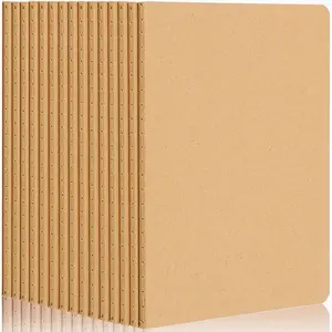 15 Pack Notebooks Bulk, Kraft Cover Travel Journal Set, A5 Blank Notebook, Unlined Sketchbook Subject Notebooks for Traveler Drawing Writing Office Work, 68 Pages, 34 Sheets, 8” x 5.5”