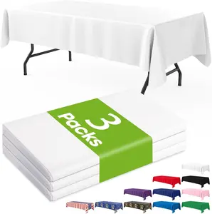 Pureegg Disposable Plastic Tablecloths, 3-Pack 54x108 Inch Rectangular Leakproof Table Covers for Parties, Weddings