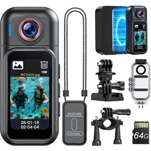 Mini  Camera , 64GB Wearable Camera with   Screen, 7 Hours Recording with  Dock,  Clips, up to 33FT  Case for Vlogging, Daily Use W3