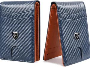 Father's Day Gift Mens Wallet Leather Credit Card Holder Slim Bifold RFID Blocking Front Pockets Minimalist Wallets for Men with ID Window