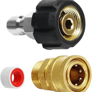 Quick Connect Hose Fittings,Pressure Washer Accessories,Pressure Washer Quick Connect Kit,Hose Quick Connect Fittings Adapter Set, 3/8 Inch Quick-Connect x M22-15mm Connections, Hose Connector